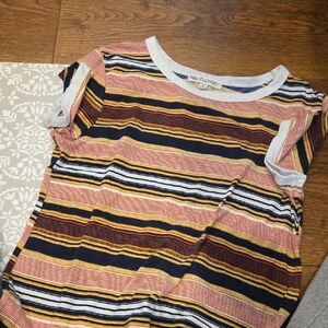Wallflower Jouniors Striped Tee - Red, Yellow, Black